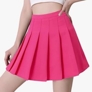 Pink High Waist Pleated Skater Tennis Skirt - 8